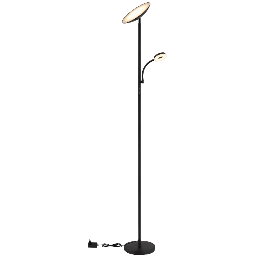 Globo - Светодиодный торшер с регулированием яркости LED/20W/230V+ LED/5W 3000/4000/6500K черный