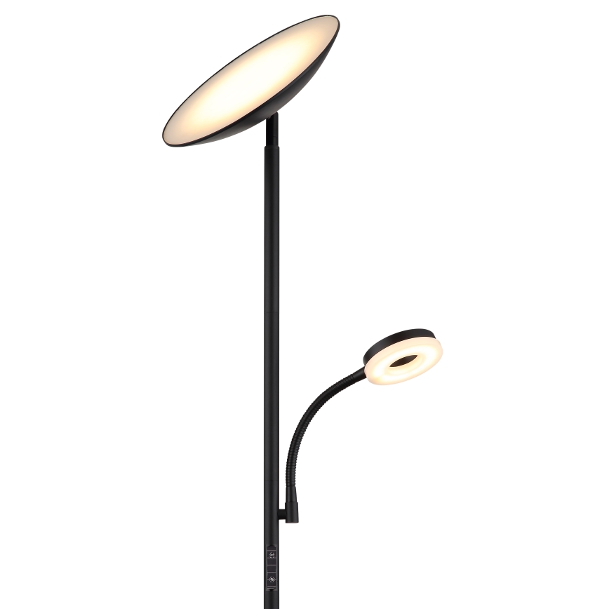 Globo - Светодиодный торшер с регулированием яркости LED/20W/230V+ LED/5W 3000/4000/6500K черный