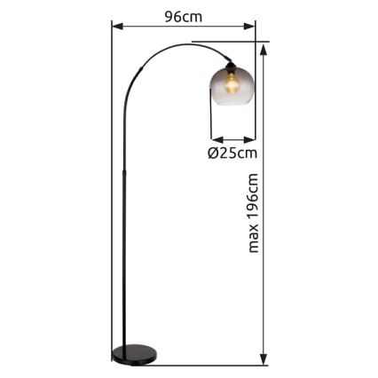 Globo - Торшер 1xE27/60W/230V черная