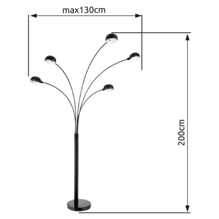 Globo - Торшер 5xE14/40W/230V черный