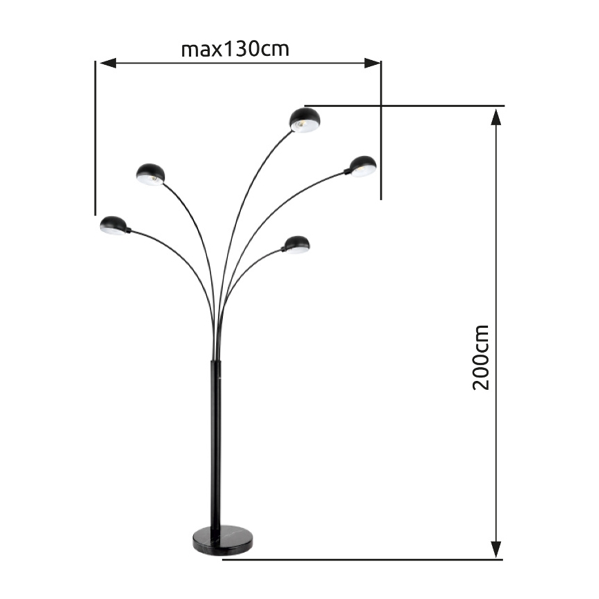 Globo - Торшер 5xE14/40W/230V черный