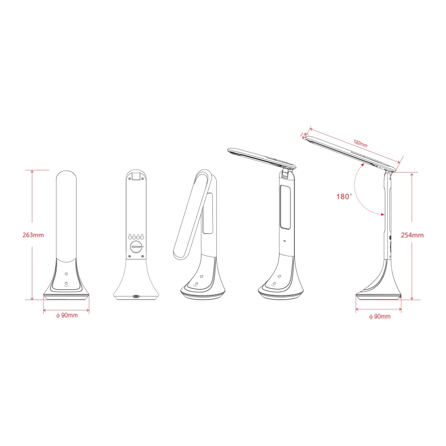 Globo - LED-затемнювана акумуляторна настільна лампа з дисплеєм, LED/4W/230V, 2200 mAh, біла