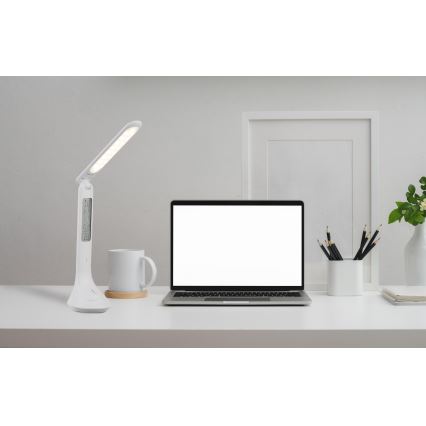 Globo - LED диммируемая аккумуляторная настольная лампа с дисплеем LED/4 Вт/230 В 2200 мА·ч белая