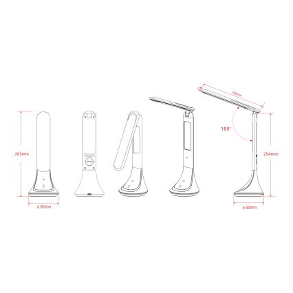 Globo - LED диммируемая аккумуляторная настольная лампа с дисплеем LED/4 Вт/230 В 2200 мА·ч белая
