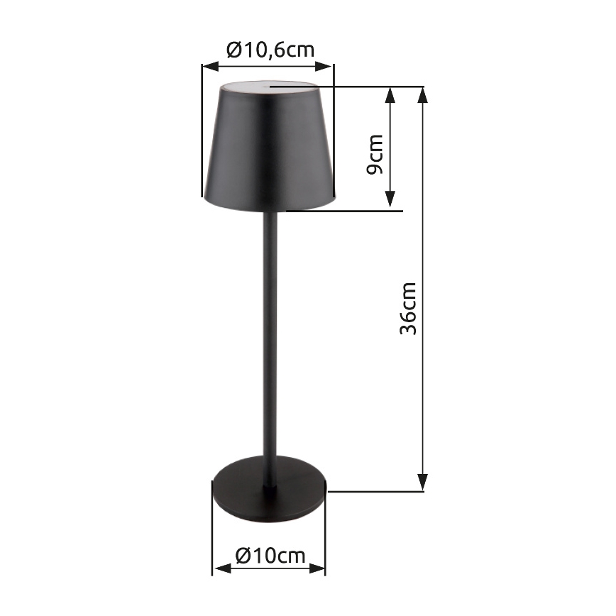 Globo - LED С регулированием яркости сенсорный уличный лампа LED/3W/3,7V IP44 1800mAh + USB черная