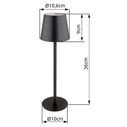 Globo - LED Сенсорна вулична лампа з регулюванням яскравості LED/3W/3,7V IP44 1800 mAh USB чорний