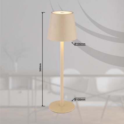 Globo - LED Сенсорна вулична лампа з регулюванням яскравості LED/3W/3,7V IP44 1800 mAh USB бежевий