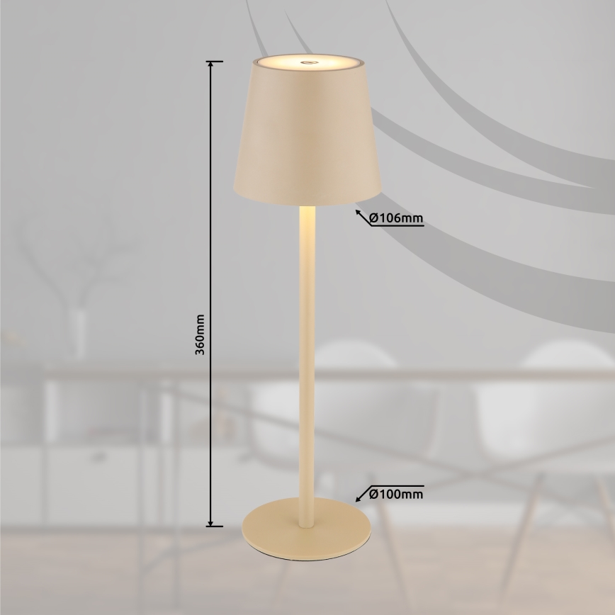 Globo - LED Сенсорна вулична лампа з регулюванням яскравості LED/3W/3,7V IP44 1800 mAh USB бежевий