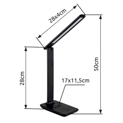 Globo - Светодиодная сенсорная настольная лампа с регулированием яркости LED/5W/230V 2700/4000/6500K черный