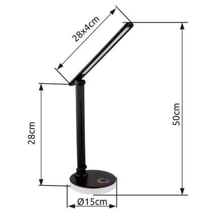 Globo - LED RGBW Сенсорна настільна лампа з регулюванням яскравості LED/5W/230V + LED/2W 2700K/4000K/6500K чорний