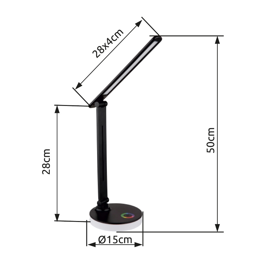 Globo - LED RGBW Сенсорна настільна лампа з регулюванням яскравості LED/5W/230V + LED/2W 2700K/4000K/6500K чорний