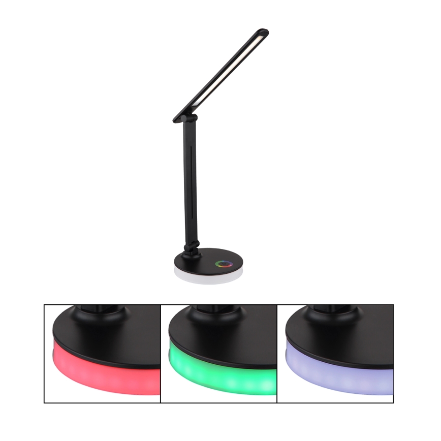 Globo - Світлодіодна RGBW регульована сенсорна настільна лампа LED/5W/230V + LED/2W 2700K/4000K/6500K чорна