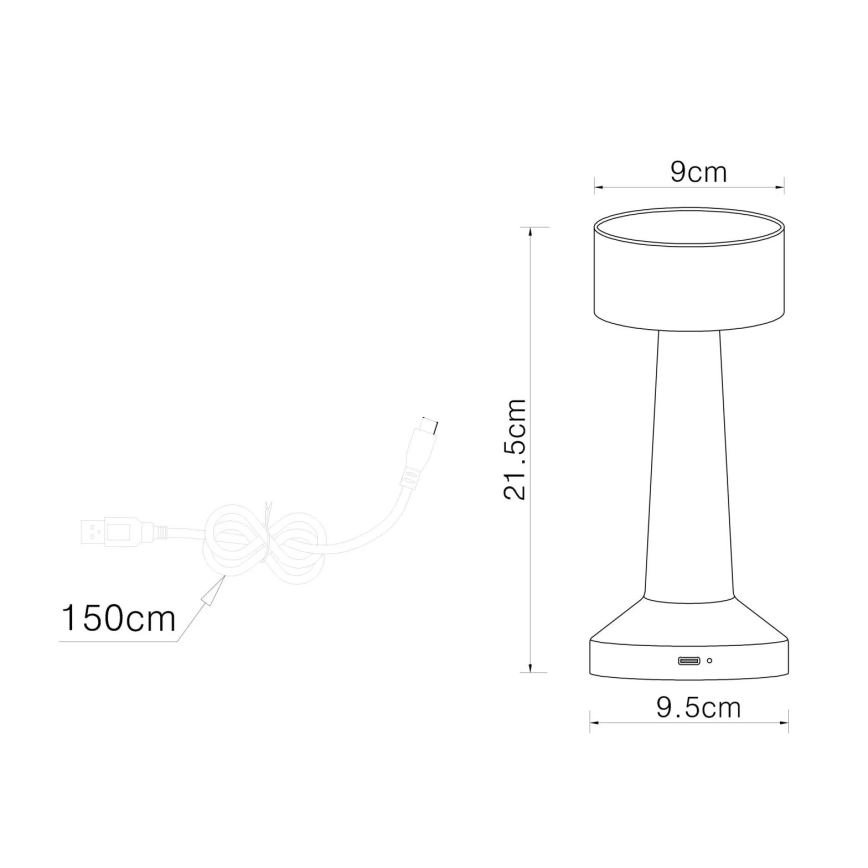 Globo - Сенсорна настільна LED лампа з регулюванням яскравості LED/1W/3,7V 2700K/4000K/6500K 800 mAh USB золотий