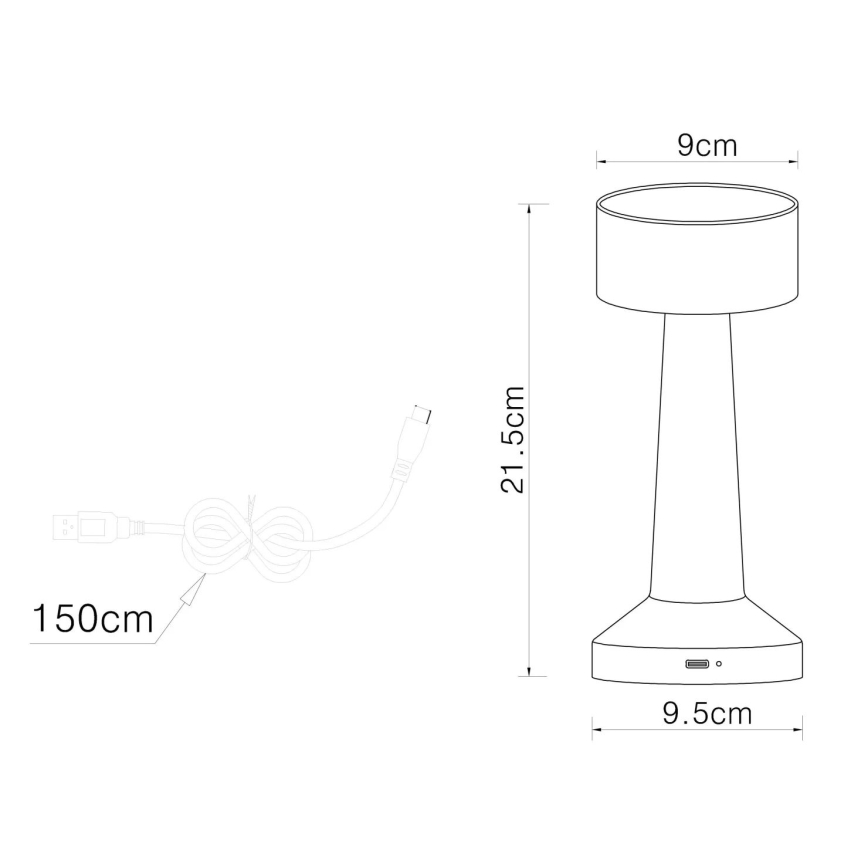 Globo - Сенсорна настільна LED лампа з регулюванням яскравості LED/1W/3,7V 2700K/4000K/6500K 800 mAh USB матовий хром
