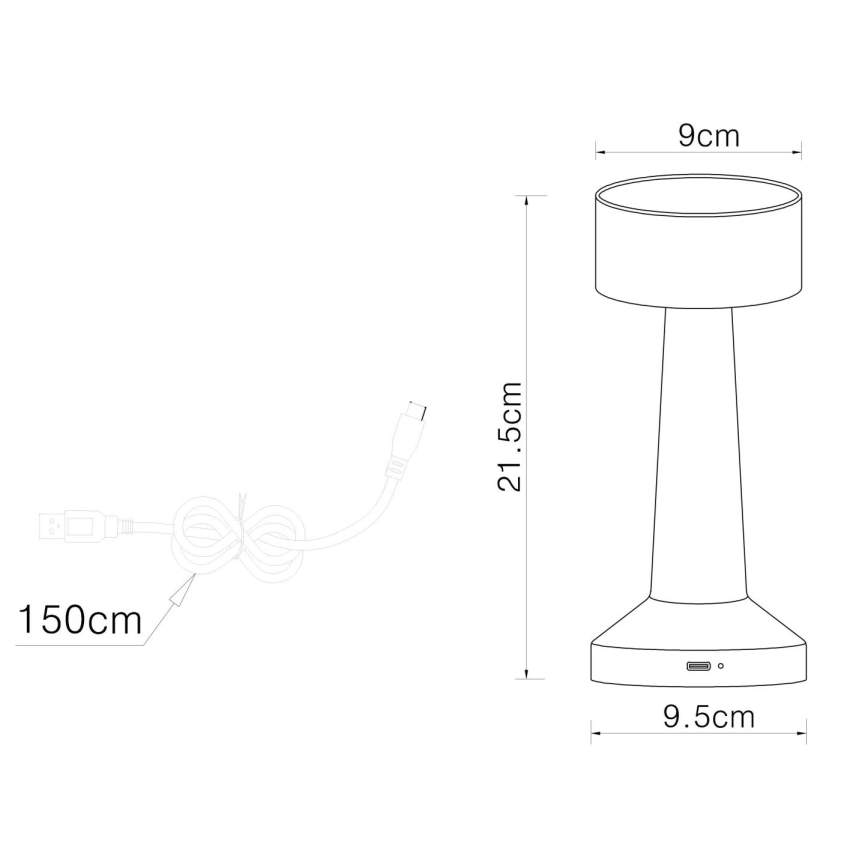 Globo - Сенсорна настільна LED лампа з регулюванням яскравості LED/1W/3,7V 2700K/4000K/6500K 800 mAh USB чорний