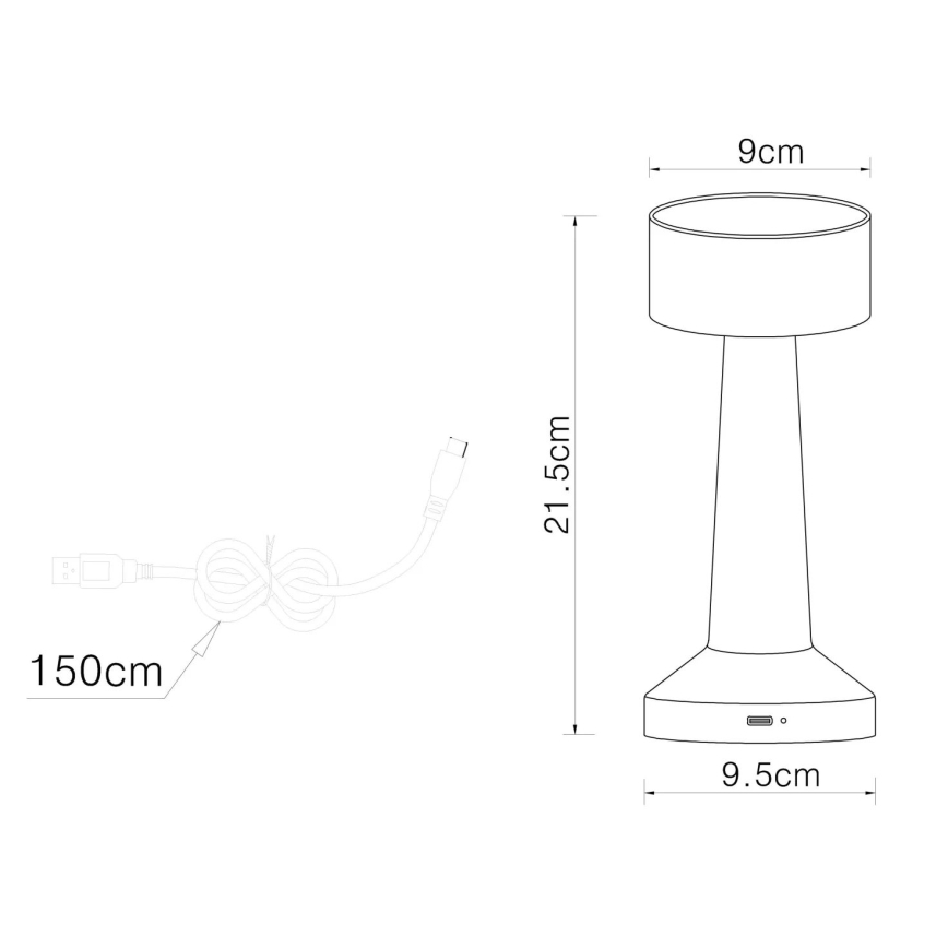 Globo - Сенсорна настільна LED лампа з регулюванням яскравості LED/1W/3,7V 2700K/4000K/6500K 800 mAh USB білий