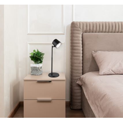 Globo - Світлодіодна сенсорна настільна лампа з регулюванням яскравості 4в1 LED/6W/3,7V 3000K/4000K/6500K 1500 мАг USB чорна