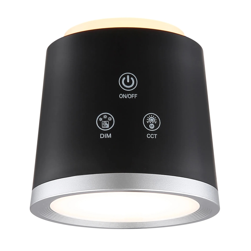 Globo - Світлодіодна сенсорна настільна лампа з регулюванням яскравості 4в1 LED/6W/3,7V 3000K/4000K/6500K 1500 мАг USB чорна