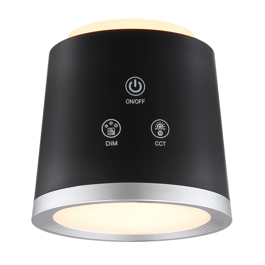 Globo - Світлодіодна сенсорна настільна лампа з регулюванням яскравості 4в1 LED/6W/3,7V 3000K/4000K/6500K 1500 мАг USB чорна