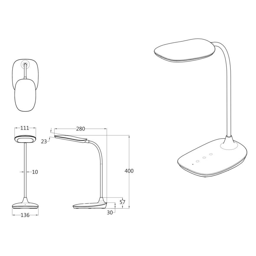 Globo - Светодиодная сенсорная настольная лампа с регулированием яркости LED/9W/230V 3000K/4000K/6500K CRI 90 черный
