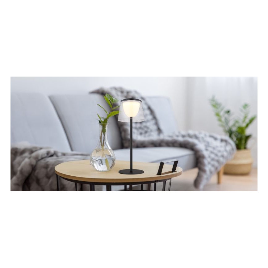 Globo - LED Вулична сенсорна настільна лампа з регулюванням яскравості LED/1,8W/5V IP44 1800 mAh чорний/прозорий