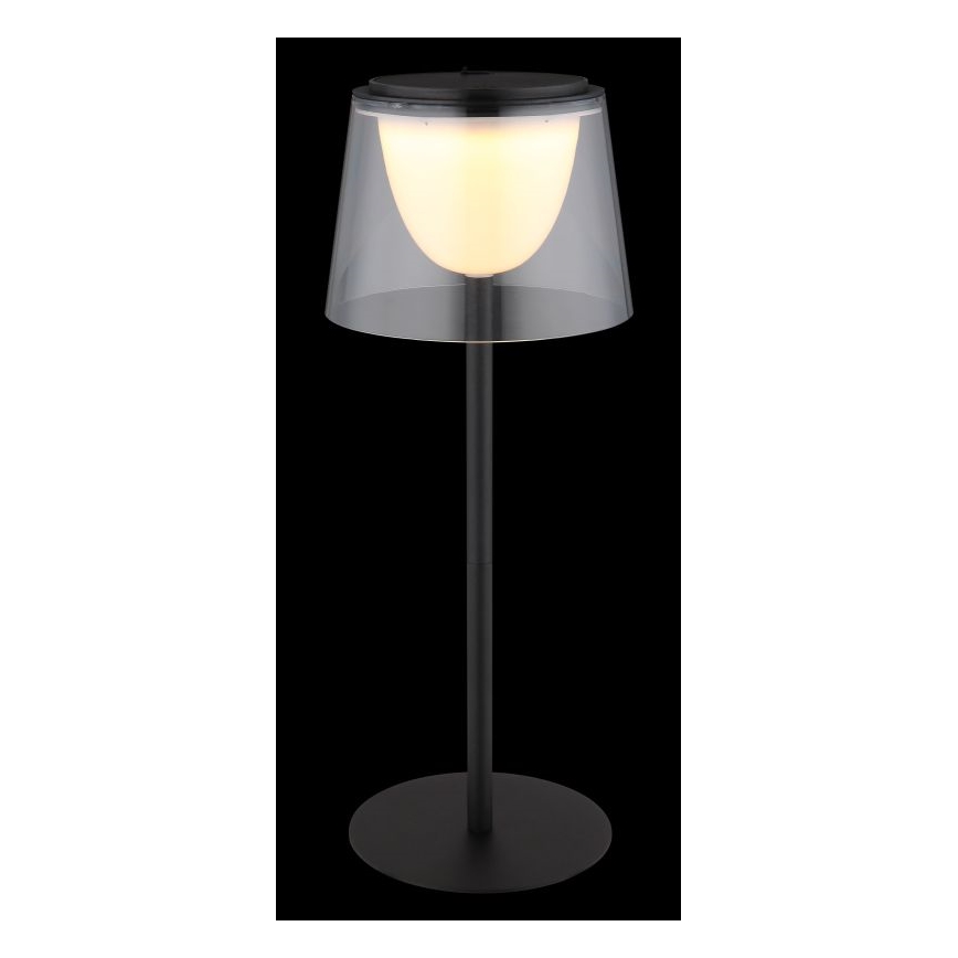 Globo - LED Вулична сенсорна настільна лампа з регулюванням яскравості LED/1,8W/5V IP44 1800 mAh чорний/прозорий
