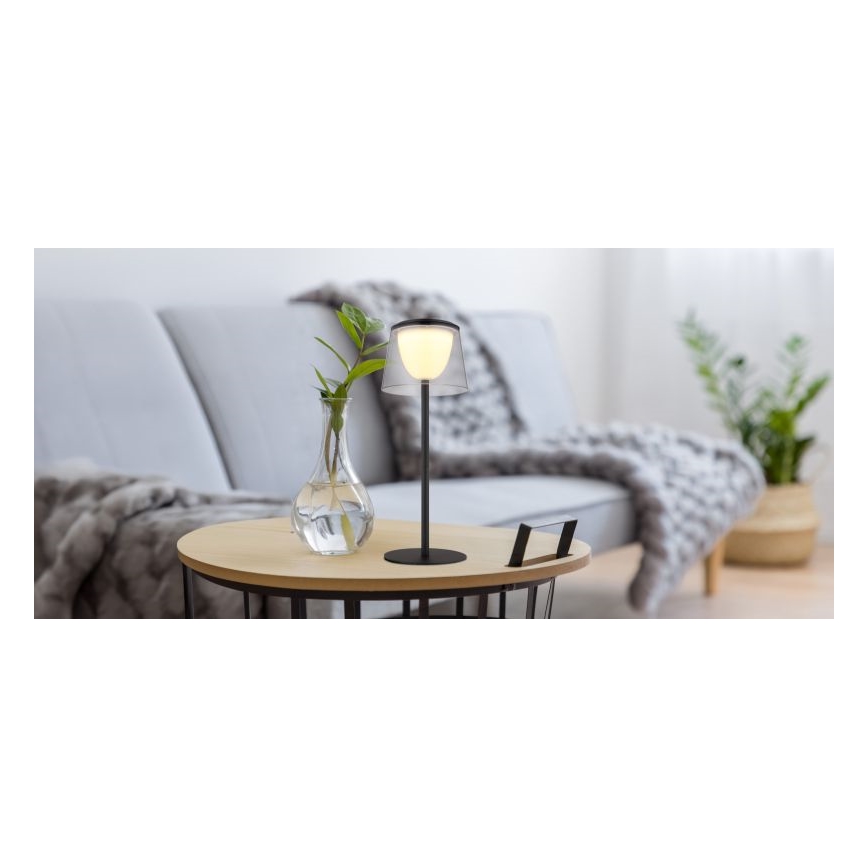 Globo - LED Вулична сенсорна настільна лампа з регулюванням яскравості LED/1,8W/5V IP44 1800 mAh чорний/димчастий
