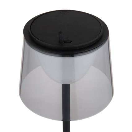 Globo - LED Вулична сенсорна настільна лампа з регулюванням яскравості LED/1,8W/5V IP44 1800 mAh чорний/димчастий