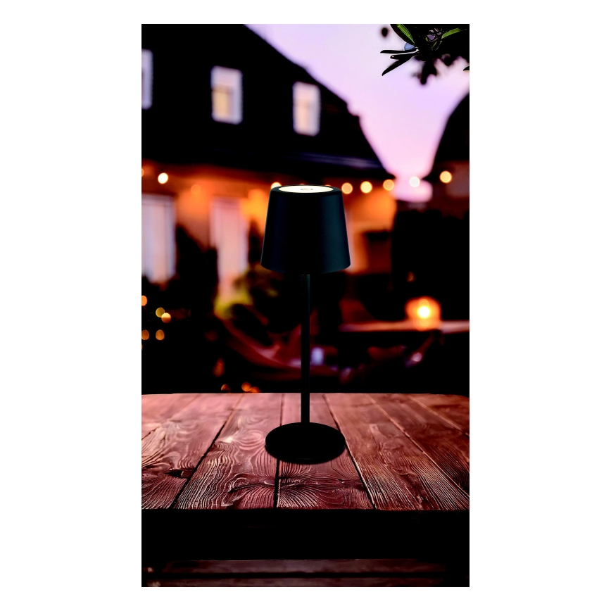 Globo - Світлодіодна регульована зовнішня настільна лампа з сенсорним керуванням LED/2W/5V 3000/4000/6000K 2200 mAh IP44 чорна