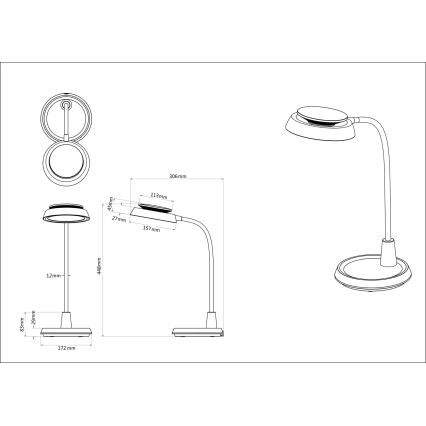 Globo - LED Диммируемая сенсорная настольная лампа LED/12Вт/230В 3000/4000/6500К белая