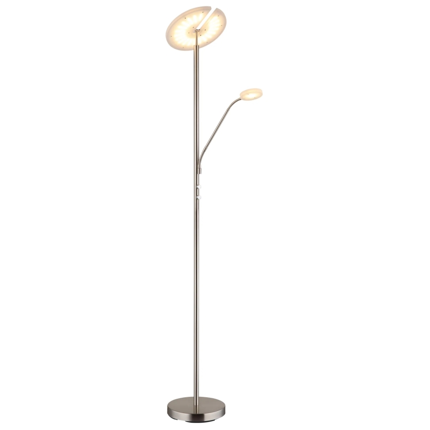 Globo - регульована підлогова лампа LED/28W/230V + LED/5W 3000K матовий хром