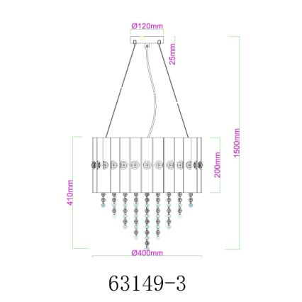 Globo - Підвісна люстра 3xE27/40W/230V діаметр 40 см