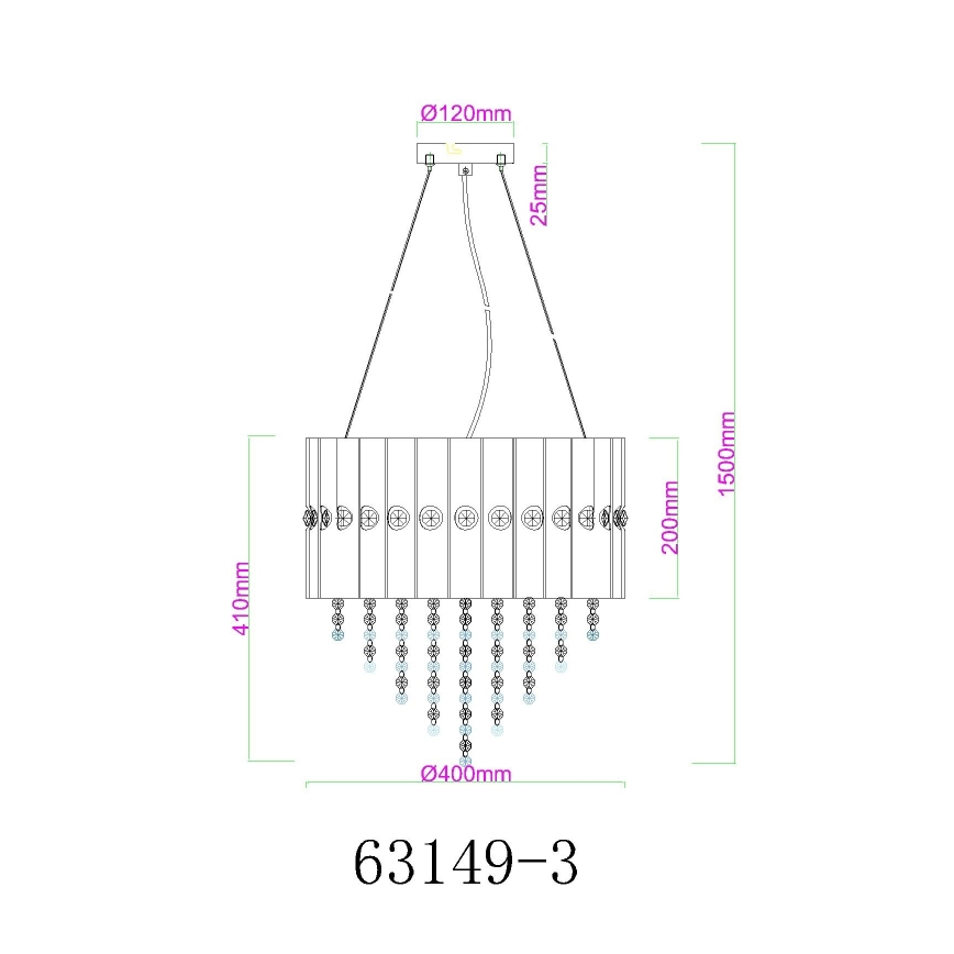Globo - Підвісна люстра 3xE27/40W/230V діаметр 40 см