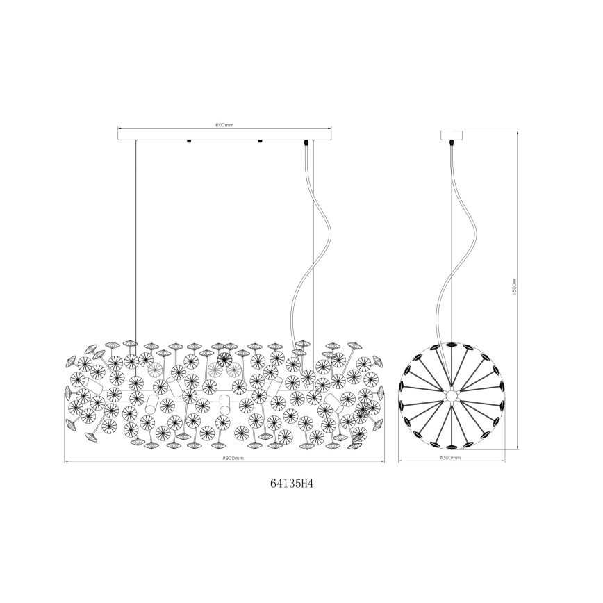 Globo - LED Люстра на тросі 12xG9/3,5W/230V золота