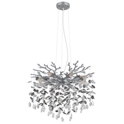 Globo - Люстра на тросі 8xE14/40W/230V срібляста