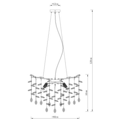Globo - Люстра на тросі 8xE14/40W/230V срібляста