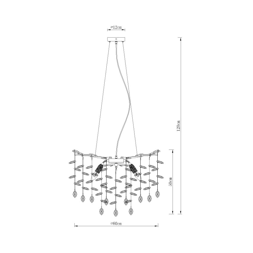 Globo - Люстра на тросі 8xE14/40W/230V срібляста