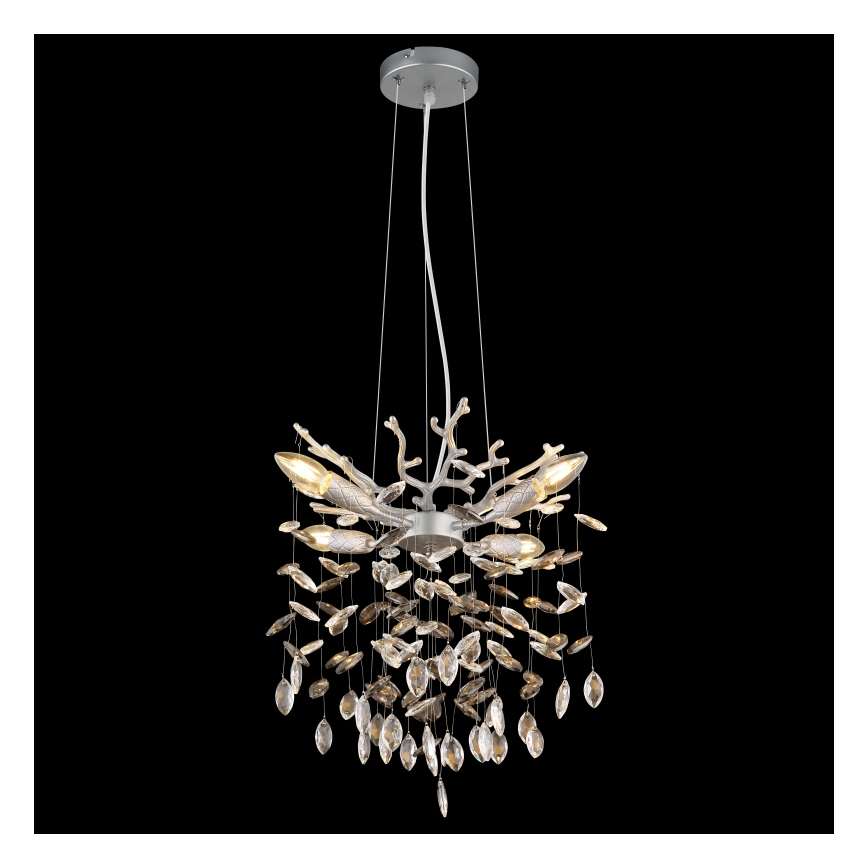 Глобо - Люстра на тросі 4xE14/40W/230V срібляста