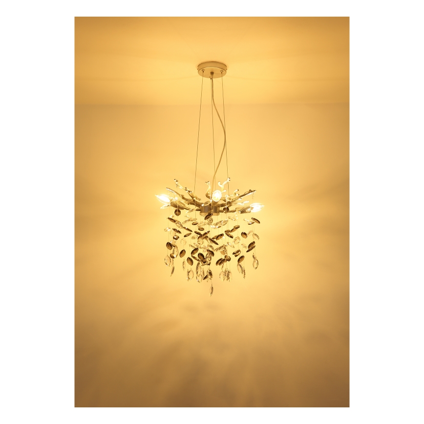 Глобо - Люстра на тросі 4xE14/40W/230V срібляста