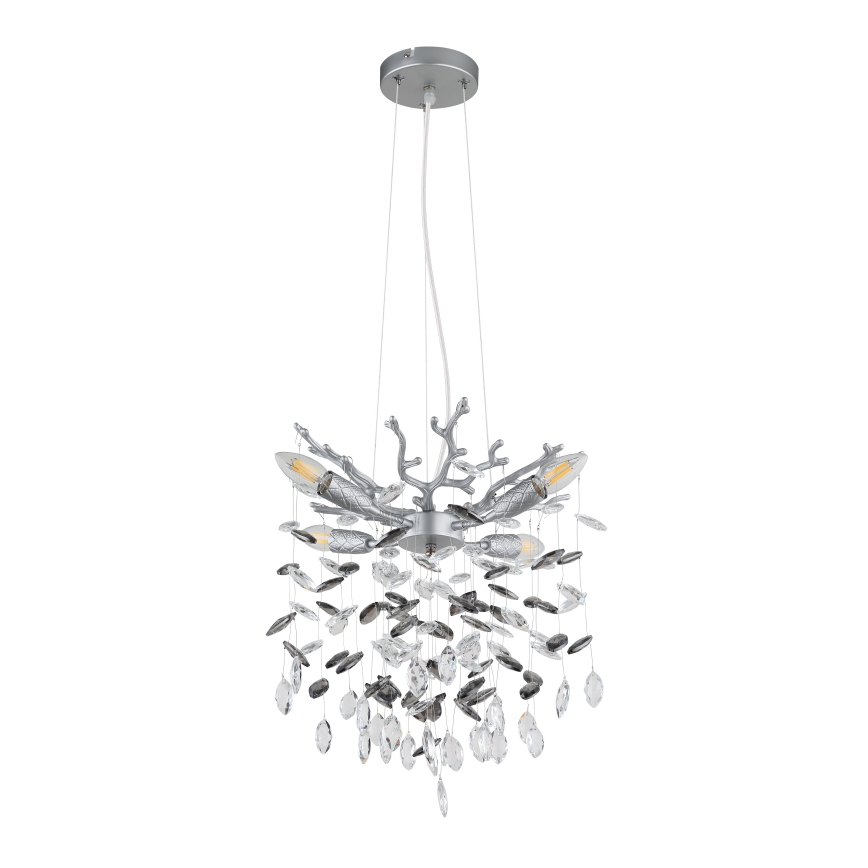 Глобо - Люстра на тросі 4xE14/40W/230V срібляста