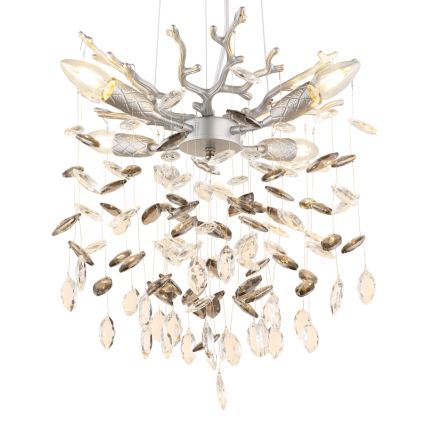 Глобо - Люстра на тросі 4xE14/40W/230V срібляста