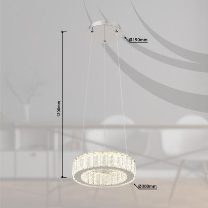 Globo - Светодиодная подвесная люстра с регулированием яркости LED/30W/230V 2700-6000K диаметр 30 см + дистанционное управление