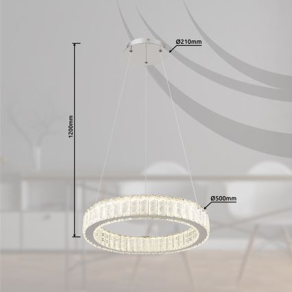 Globo - Светодиодная подвесная люстра с регулированием яркости LED/50W/230V 2700-6000K диаметр 50 см + дистанционное управление
