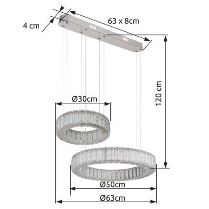 Globo - Светодиодная подвесная люстра с регулированием яркости LED/80W/230V 2700-6000K + дистанционное управление