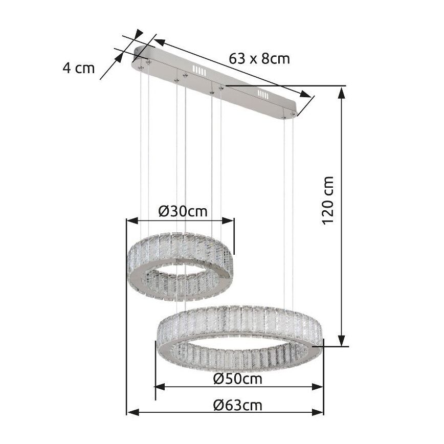 Globo - Светодиодная подвесная люстра с регулированием яркости LED/80W/230V 2700-6000K + дистанционное управление