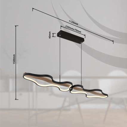 Globo - Светодиодная подвесная люстра с регулированием яркости LED/36W/230V 2700-6000K + дистанционное управление