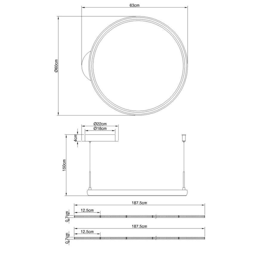 Globo - Светодиодная подвесная люстра с регулированием яркости LED/36W/230V 2700-6000K черный + дистанционное управление