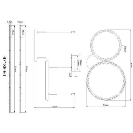 Globo - Светодиодная подвесная люстра с регулированием яркости LED/50W/230V 2700-6000K черный + дистанционное управление
