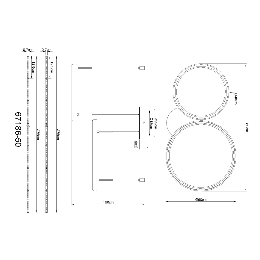 Globo - Светодиодная подвесная люстра с регулированием яркости LED/50W/230V 2700-6000K черный + дистанционное управление