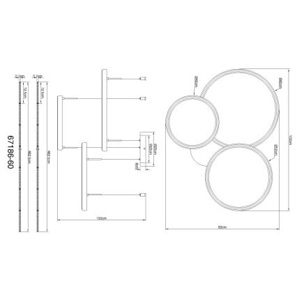 Globo - Светодиодная подвесная люстра с регулированием яркости LED/55W/230V 2700-6000K черный + дистанционное управление